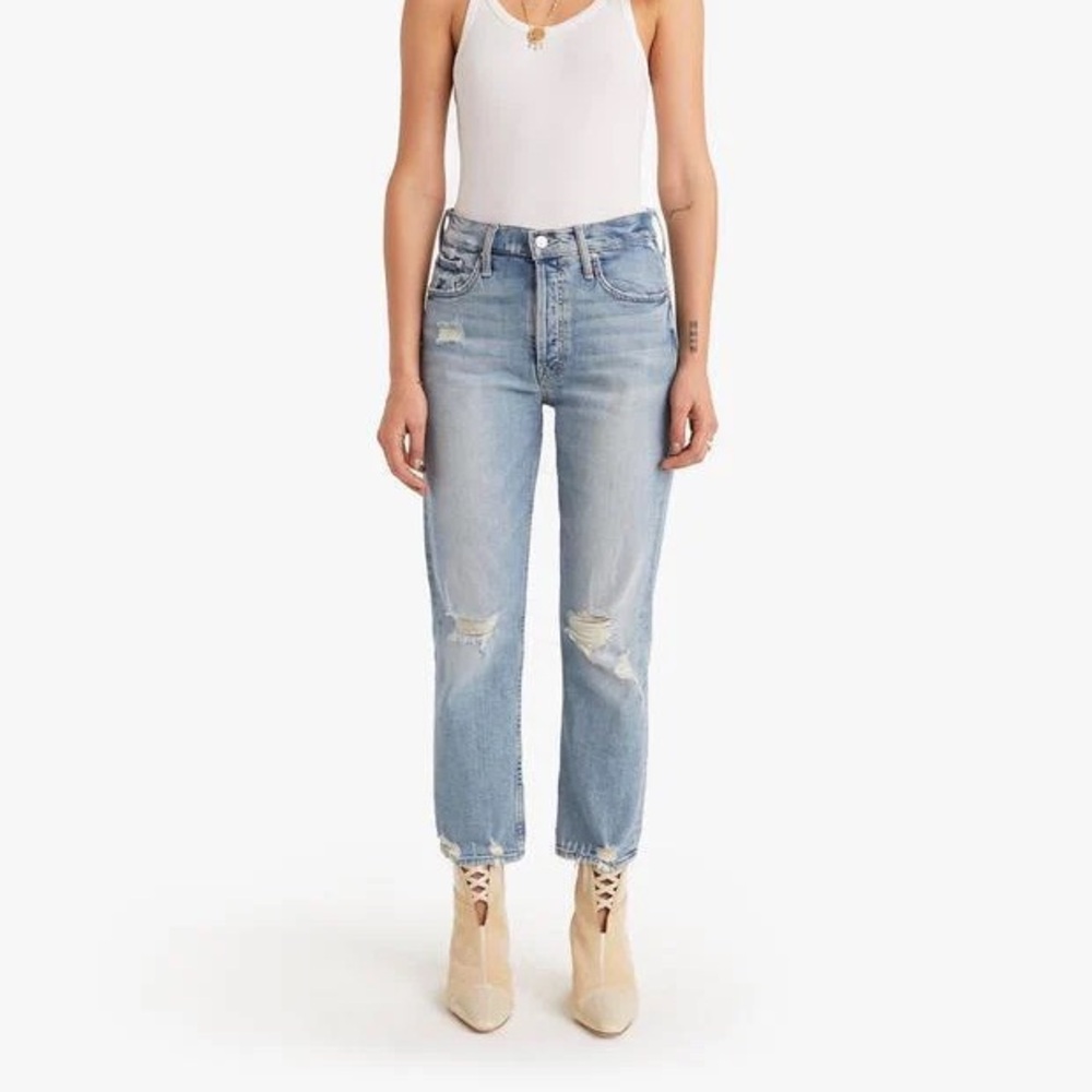 MOTHER - The Tomcat Light Blue Distressed Boyfriend Jeans